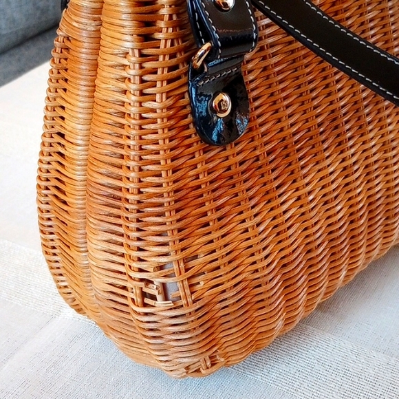 REDUCED! Rare Kate Spade Havana Collection Wicker Patent Leather Avita Satchel - Picture 5 of 15